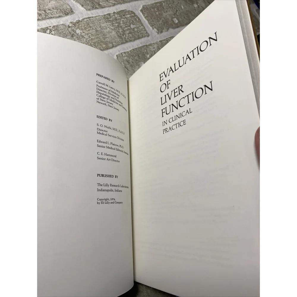 Vintage 1974 Evaluation of Liver Function Hardcover Book Waife Leevy Eli Lilly